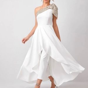 White jumpsuit with skirt pageant formal size XS